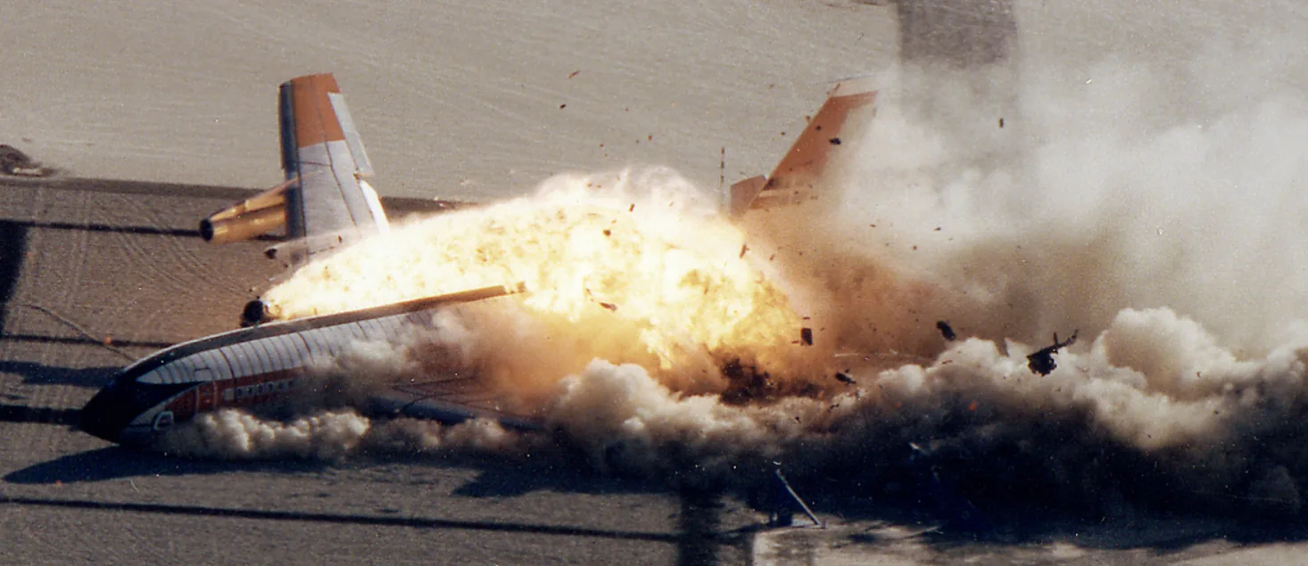 Aftermath of a plane crash caused by a breakdown in communication